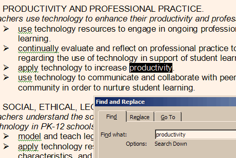 Find using Ctrl-F