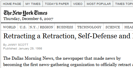 New York Times Retraction